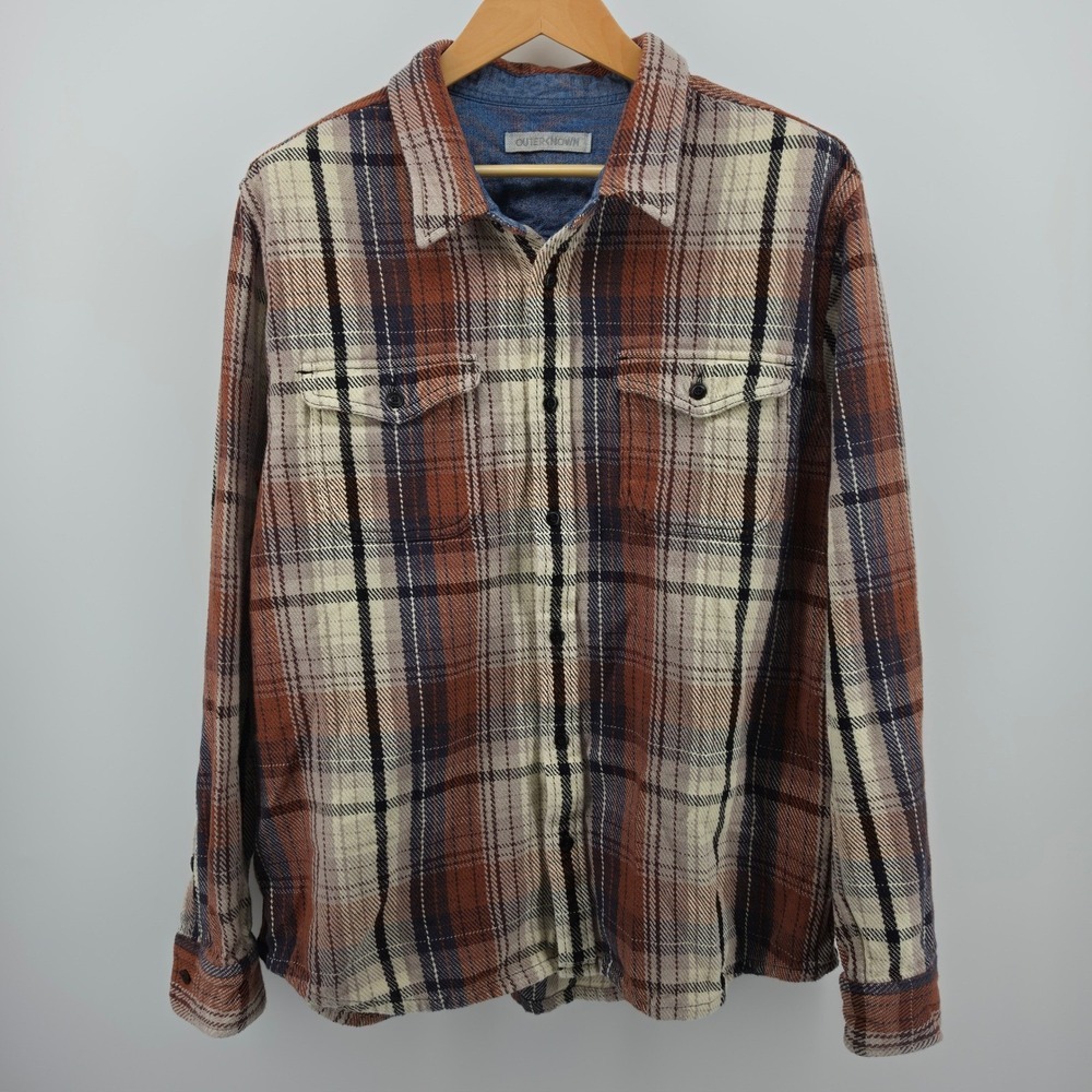 Outerknown Blanket Shirt Mens XXL Organic Cotton Plaid Flannel Button Down